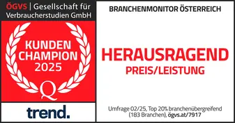 Kundenchampion 2025 - Herausragend Preis-Leistung